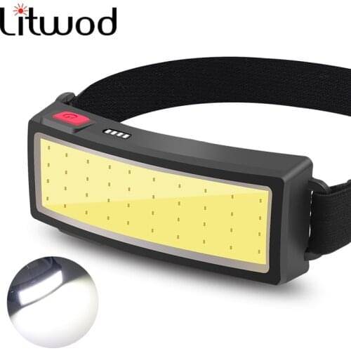 2021 New Style LED Headlamp Portable COB Headlight with Built-in Battery Flashlight USB Rechargeable Head Lamp Torch