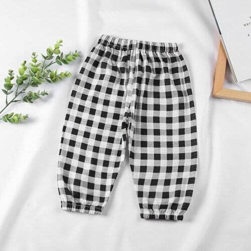 New Arrivals Childrens Anti-mosquito Pants Bloomers Thin Plaid Printing Baby Boys Girls Loose Pants Summer Baby Clothing