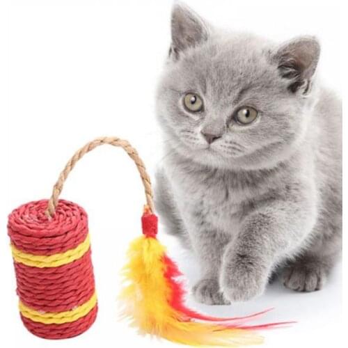 New Product Launches Pet Cat Chewing Teeth Grinding Claw Winding Paper Rope Toy Orange/Red