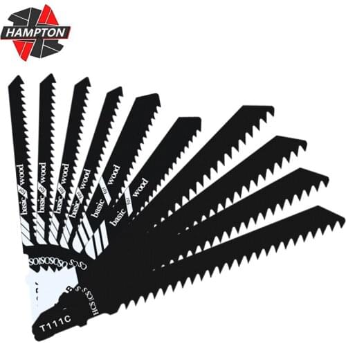 HAMPTON Jig Saw Blade 10pcs T111C T119BO T119B T-Shank Jigsaw Blade for Wood Cutting Tool HCS Steel Saw Blade