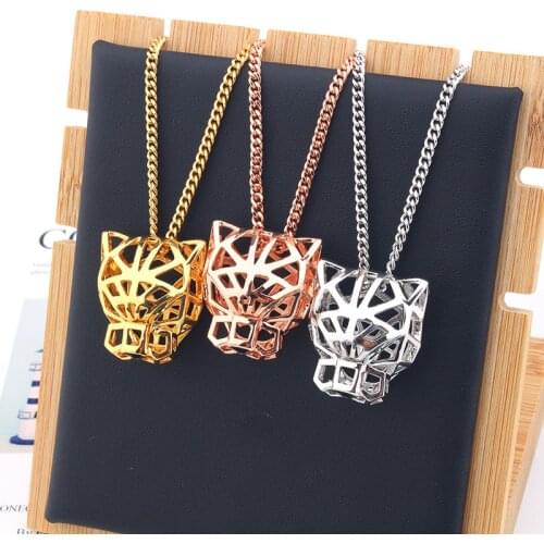 Classic fashion Leopard Head pendant Cubic Zirconia Stone Animal Panther necklace for Men or Women designer copper jewelry 2021