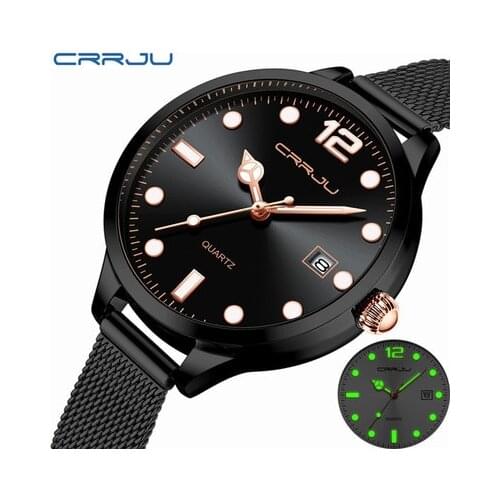 CRRJU 2187 Couple Watches Quartz Watch Simple Fashion WatchWaterproof Stainless Steel Wristwatches