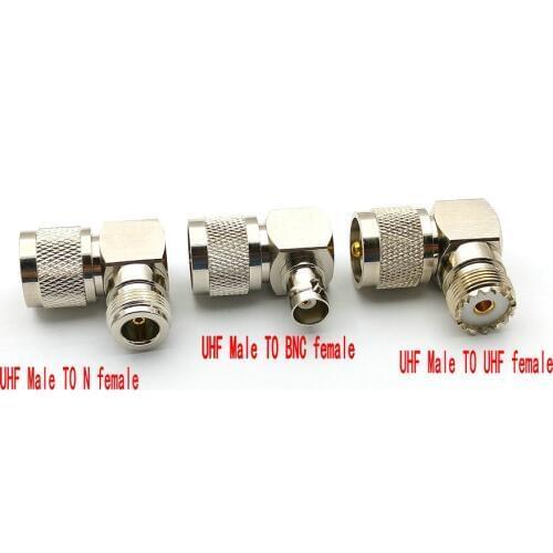 1PCS COPPER UHF Male TO UHF female/BNC female/N female Right Angle ADAPTER connector Right Angle RF Connector