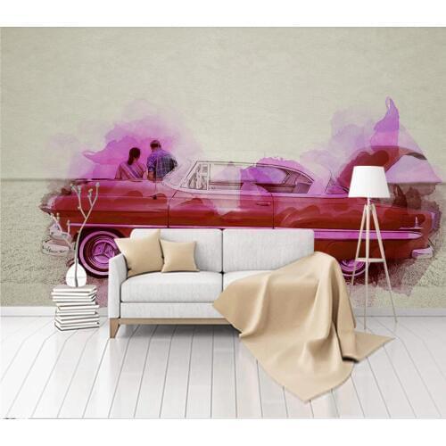 Custom wallpaper Hand-painted simple car background wall