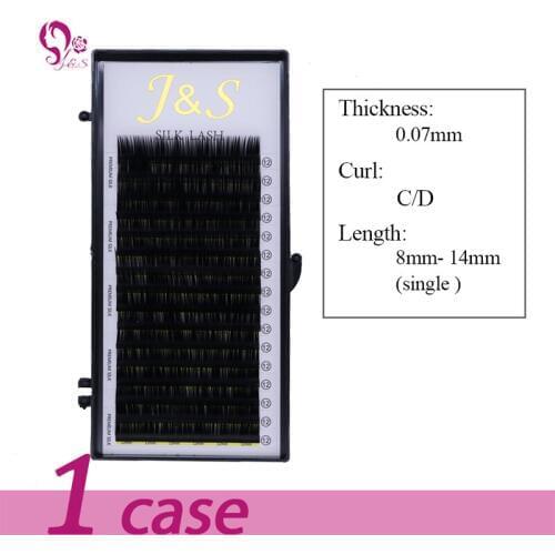 J&S 16Rows Faux mink individual eyelash extension cilia lashes extension for professionals soft mink eyelash extension