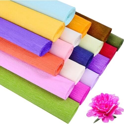 250x25cm high quality Colored Crepe Paper Roll Origami Crinkled Dried flower Craft DIY Flowers Decoration Gift Wrapping 24 color