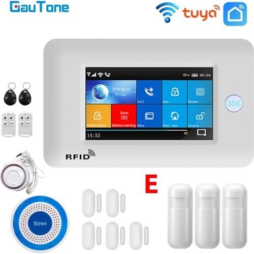 GauTone WiFi GSM Alarm System 433MHz Burglar Security Motion Detector Wireless Solar Siren TUYA Smart Life APP Control