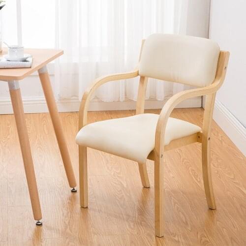 Modern Contracted Real Wood Chair Japanese Bent Wood Fabric Chairs Back of A Chair Armrest Chairs Arm Chair Dinning Chairs