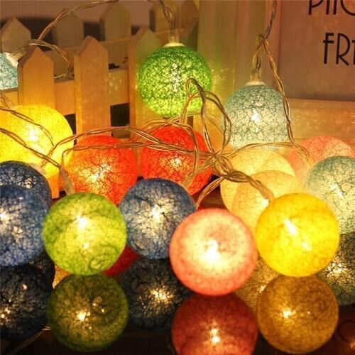 LED Cotton Ball Garland String Light Christmas Xmas Outdoor Holiday Wedding Party Baby Bed Fairy Lights Decoration