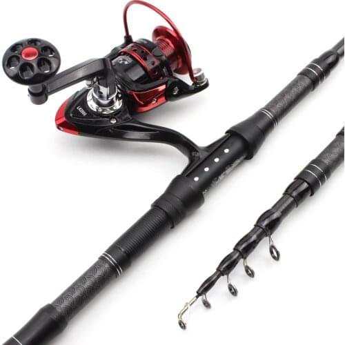 2.1m Carbon Telescopic Fishing Rod Portable Spinning Rod and Reels Multifunction set Fishing rod with reel sea Rocky fishing rod