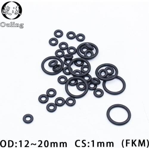 10PCS/lot Fluorine rubber Ring Black FKM O ring Seal 1mm Thickness OD12/13/14/15/16/17/18/19/20mm Rubber O-Ring Seal Gasket