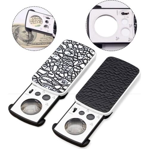 Magnifying Glass 30X 60X 90X Magnifier Jewelry Appraisal Reading High Magnification Acrylic Optical Lens Loupe With LED UV Light