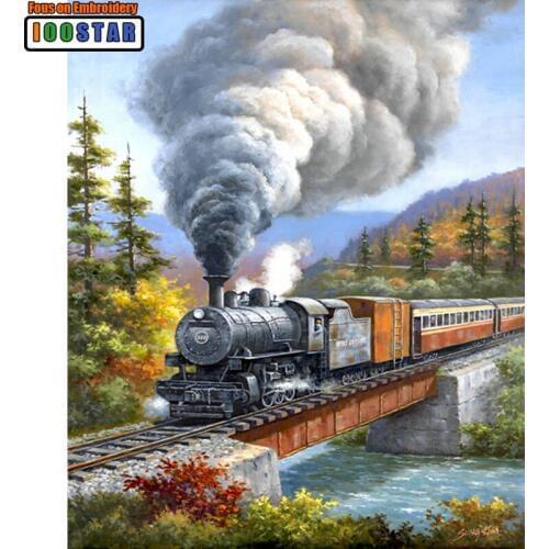 Cross Stitch Full Diamond Rhinestones Painting Home Decor diy 5d diamond painting train landscape Pattern Diamond Embroidery 3d