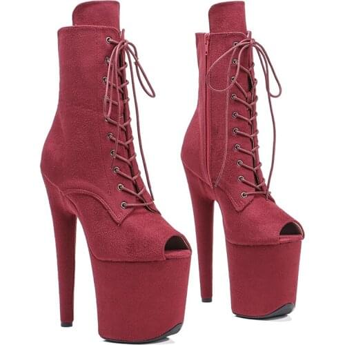 Leecabe 20cm/8inches Suede upper Party High Heel platform open toe Pole Dancing boots