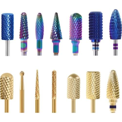 Golden Carbide Nail Drill Bits 5Pcs Remove Gel Polish Nail Gel Dip Powder Drill Bit Manicure Machine Accessory Milling Cutters