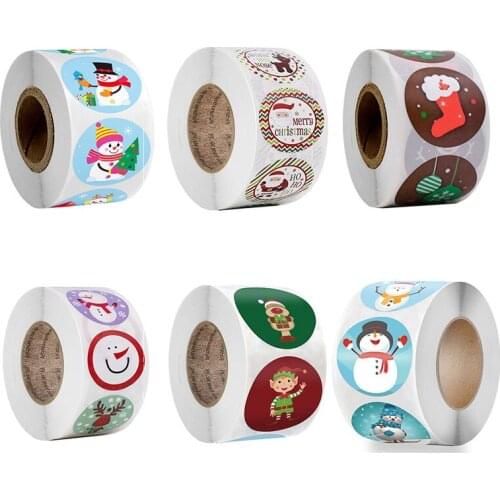 1Roll Christmas Pattern Kraft Paper Nice Gifts for Hand Account Childrens Toy Stickers 2.5CM DIY Diary Sticker Notes