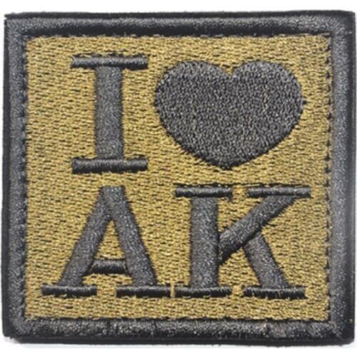 1pcs 3D Embroidery Patches I Love AK Patches Military Patch Cool Wind Forces Badge Armband Cloth patch Badges