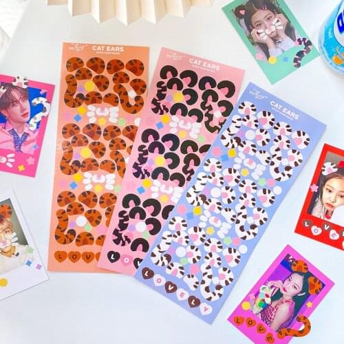 1Pc Cute Cat Ears Ins Decorative Stickers DIY Album Photo Scrapbooking Diary Journal Kawaii Collage Stationery Sticker