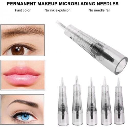 10Pcs Makeup Microblading Needles Eyebrow Lip Tattoo Needle Cartridges Semi Body Permanent Makeup Accessory 1P 3P 5P 5F