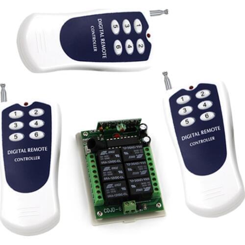 DC 12V 6 CH 6CH RF Wireless Remote Control Switch System,315/433 MHZ, 3 X Transmitter And 1 X Receiver SKU: 5434