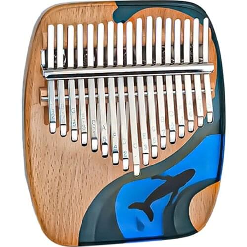 17-Tone Thumb Piano Square Wood+Acrylic Kalimba Whale Finger Piano Musical Instrument