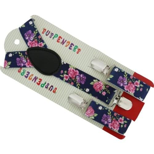 2021 New Fashionable Kid Adjustable Navy Floral Printed Suspenders For Girls