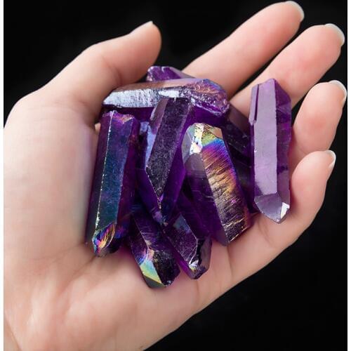 3pcs Plating Crystal Column Quartz Natural Stone Pillars Stick Mineral Specimen Energy Stone 3.5-5cm Stone Accessories