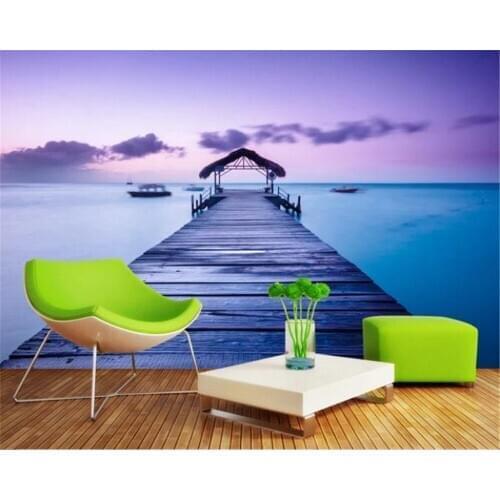 3d Wallpaper Living Room Dream Promenade Maldives Seascape Mural 3D Background HD Digital Printing Moisture Wall paper