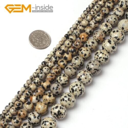 4-14mm Round Dalmatian Jaspers Natural Gem Stones Jewelry Making Beads DIY 15" Strand Wholesale Gem-inside