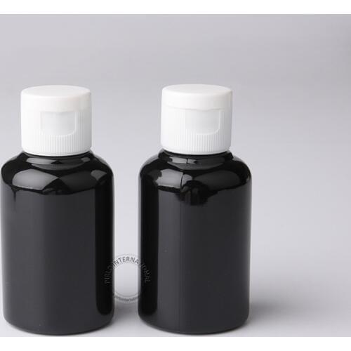 50pcs x High Quality 50ml Black Plastic Makeup Bottles 50cc Empty PET Bottle + White Lid Cosmetic Packaging Free Shipping