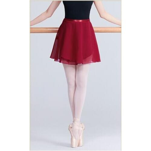 Girls Ballet Tutu Skirt Dance Chiffon Basic Mini Pull-On Wrap Skirt with Waist Tie for Ballet Latin Dance Practice