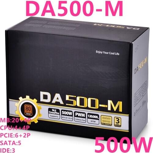 New PSU For Deepcool Brand Full Module Wide Design 80plus Bronze Desktop Computer Power Supply 500W Power Supply DA500-M
