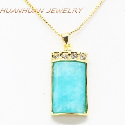 Fashion Chain Natural Stone Pendant Blue Jades Chalcedony 14x25mm Necklace & Pendants For Women New Arrival Charms Jewelry B3356