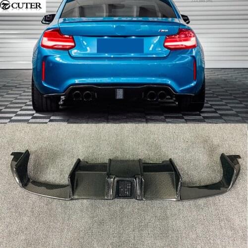 F87 M2 Carbon Fiber FRP rear bumper diffuser with LED brake light For BMW F87 M2 car body kit 2016