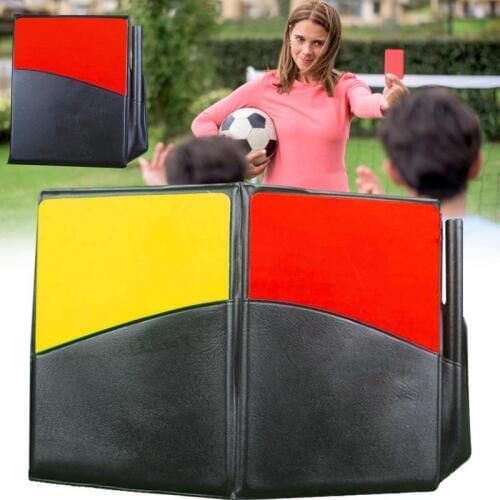 Fluorescent Red Yellow Card With Leather Wallet Pencil Recording Paper Soccer Referee Recording Red Yellow Cards