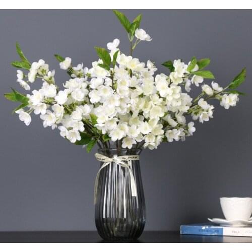 5Pcs Simulation Peach Blossom Branch Silk Flower for Home Living Room Decor Wedding Party Decor Hotel Vase Display Fake Flowers