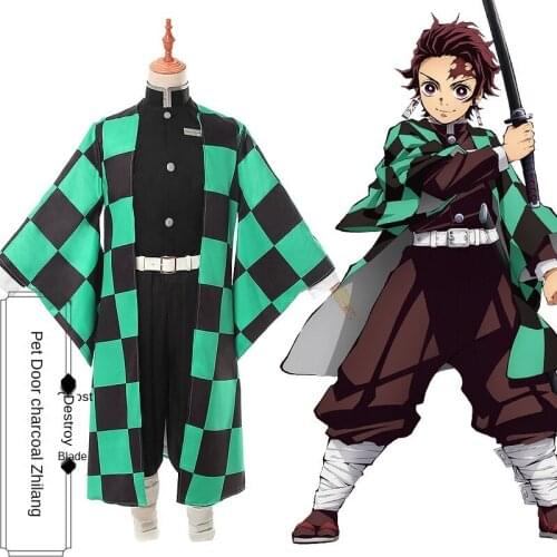 Anime Demon Slaye Cos Kamado Tanjirou Cospaly Anime Costume Full Set Animation Cosplay Costumes For Man Role Playing Suit