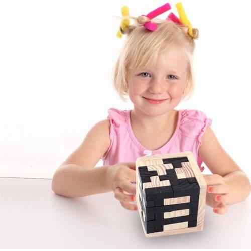 Creative 3D Wooden Cube Puzzle Ming Luban Interlocking Educational Toys For Children Kids Brain Teaser Early Learning Toy Gift