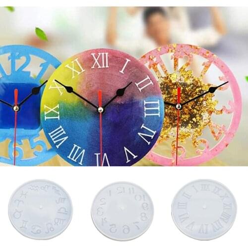 Crystal Silicone Clock Mold Mirror Epoxy Resin Round Clock Mould for Jewelry DIY Handmade Craft Making Tool DIY Epoxy Resin Mold