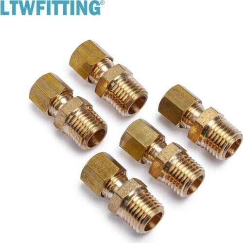 LTWFITTING Brass 1/4" OD x 1/4" Male NPT Compression Connector Fitting