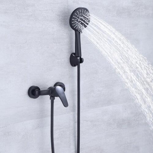 Matte Black Bathroom Shower Faucet Set Wall Mount Shower Mixer Tap Stainless Steel Bathtub Shower Mixer Tap Shower Mixer