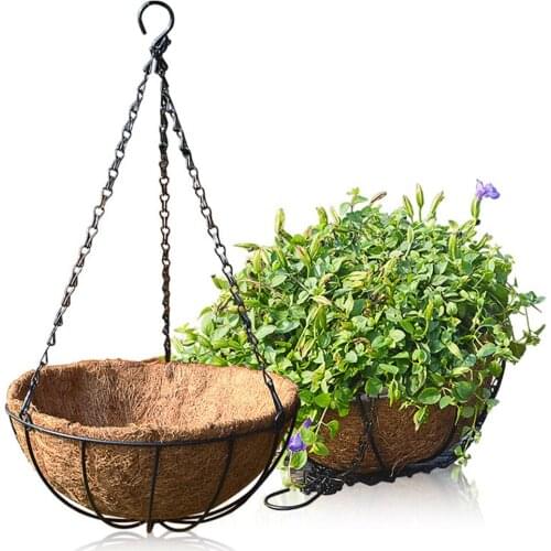 Metal Hanging Basket Coir Vegetable Flower Basket Home Balcony Decor Iron Art Garden Flower Planters Pots