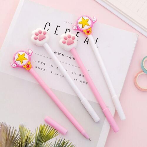Cute Cartoon Little Fairy Magic Wand Cat Claw Gel Pen for Writing Kawaii Student Black Ink 0.5mm School Supplies Stationery