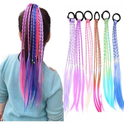 Cute Children Hair Tie Headdress Ponytail Hair Ropes Baby Girls New Colorful Wig Pigtail Elastic Hair Rings Kids Headwear Gifts