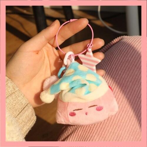 Cartoon Kirby Plush Pendant Keychain Girls Toys Cute Pink Kirby Plushie Doll Keychain Soft Stuffed Toys Children Birthday Gifts