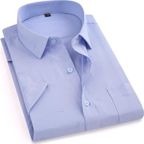 2020 New Arrival Summer Mens Shirt Short Sleeved Striped Fashion Work Casual Shirt Man Dress Shirt Soft Brand Clothes DS306