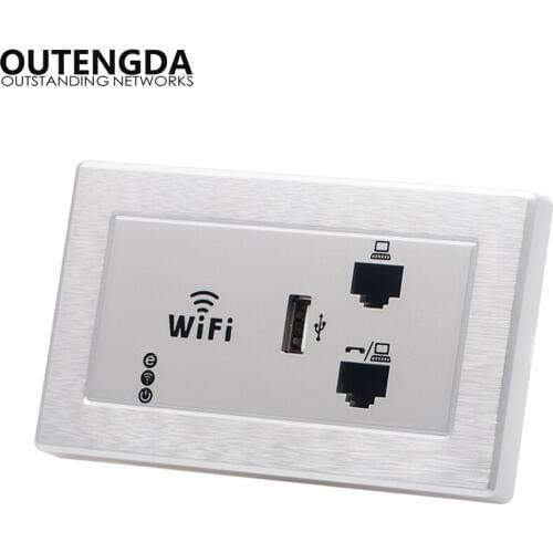 US standard 118/120 Type in wall wireless access point with RJ45/RJ11 ports WIFI router 300Mbps Embedded wlan in-wall AP