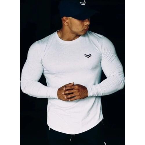 Autumn New Long sleeve T-shirt Men Running Sport Cotton Skinny Shirts Gym Fitness Training t shirt Male Tee Tops Brand Clothing