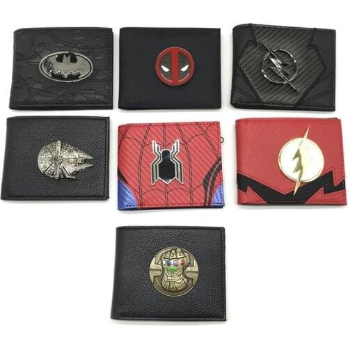 Disney New Metal Embossed Flash Thanos Deadpool Star Wars Short Wallet Creative Mens and Womens Wallet Wallet Men