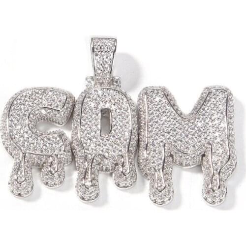 Iced Out Diamond DIY Name Necklace Micro Paved CZ Custom Initial Letter Pendant Jewelry for Men Women Hip Hop Choker Necklaces